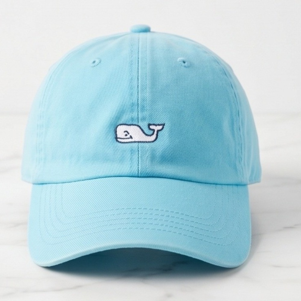 Vineyard Vines Unisex Whale Logo Baseball Hat Light Blue Adjustable Dad Cap